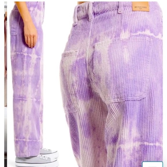 Free People •We The Free Reese Purple Tie Dye Straight Leg Corduroy Pants 28 NWT - Picture 8 of 10